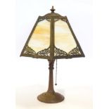 An Early 20th Century American Patinated Metal Table Lamp, by Edward Miller & Co, with an