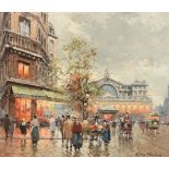 Antoine Blanchard (1910-1988) French ''Madeleine, Flower Market'' Signed, oil on canvas, 44.5cm by