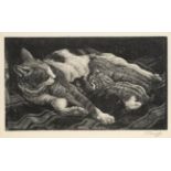 Charles Frederick Tunnicliffe RA, RE, ARCA (1901-1979) Cat suckling kittens Signed in pencil,