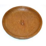 A Robert ''Mouseman'' Thompson Oak Circular Fruit Bowl, with carved mouse signature to the interior,