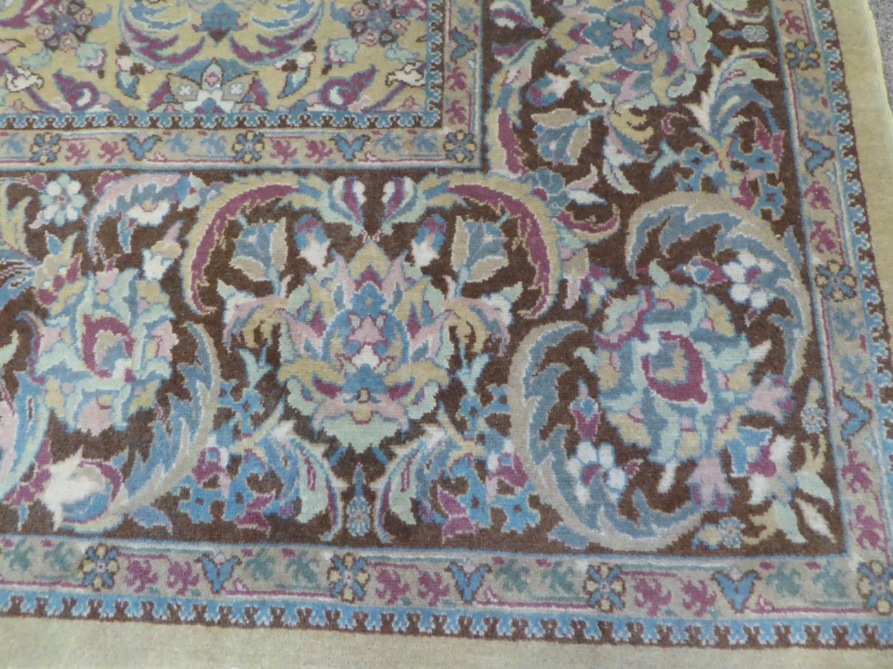 Hereke Wool Carpet North West Anatolia The pale lemon field with an allover design of flowerheads - Image 3 of 4