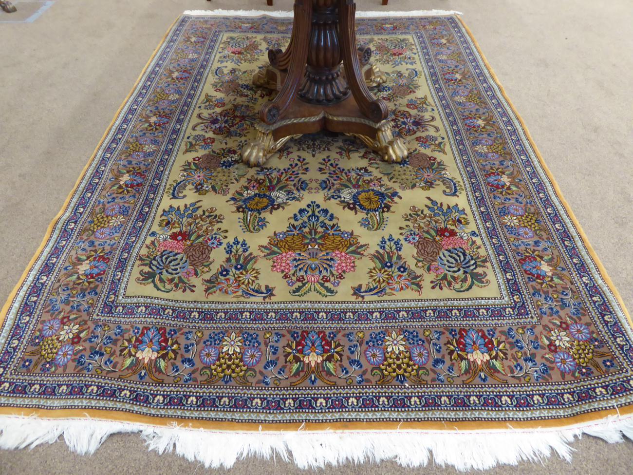 Finely Woven Tabriz Rug Iranian Azerbaijan The camel field with naturalistic floral sprays - Image 2 of 4