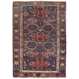 Rare Late 19th Century Jaff Kurd Sandjabi Rug The deep indigo field with a column of cruciform