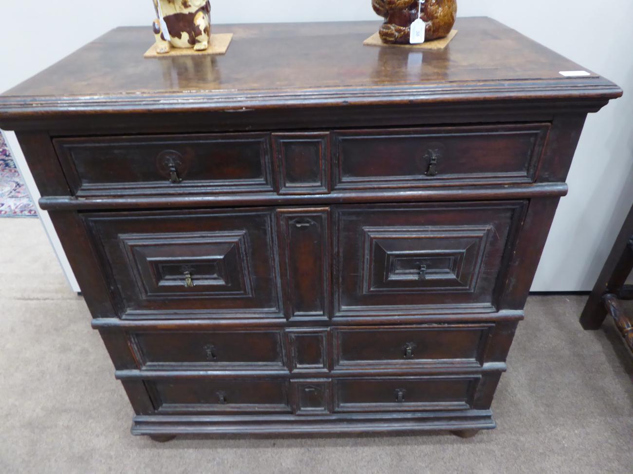 A Late 17th Century Joined Oak Straight Front Chest of Drawers, with four moulded fronted long - Image 2 of 6