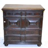 A Late 17th Century Joined Oak Straight Front Chest of Drawers, with four moulded fronted long