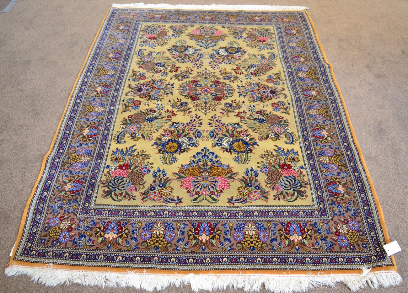 Finely Woven Tabriz Rug Iranian Azerbaijan The camel field with naturalistic floral sprays