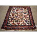 Unusual Afshar Rug South East Iran The cream field with a one way design of stylised birds and