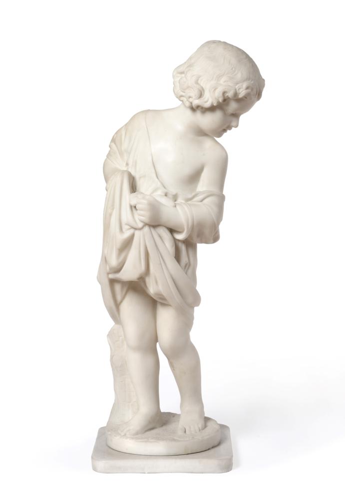 Italian School (19th century): A White Marble Figure of a Young Fisher Girl, with catch, unsigned,