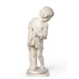 Italian School (19th century): A White Marble Figure of a Young Fisher Girl, with catch, unsigned,