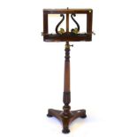 A Late Regency/Early Victorian Rosewood Duet Stand, 2nd quarter 19th century, the lyre shaped