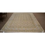 Kashan Carpet Central Iran The ivory diamond lattice field enclosed by similar borders and