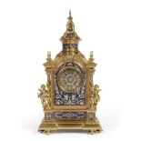 An Ormolu and Champleve Enamel Striking Mantel Clock, circa 1890, the elaborate case with a
