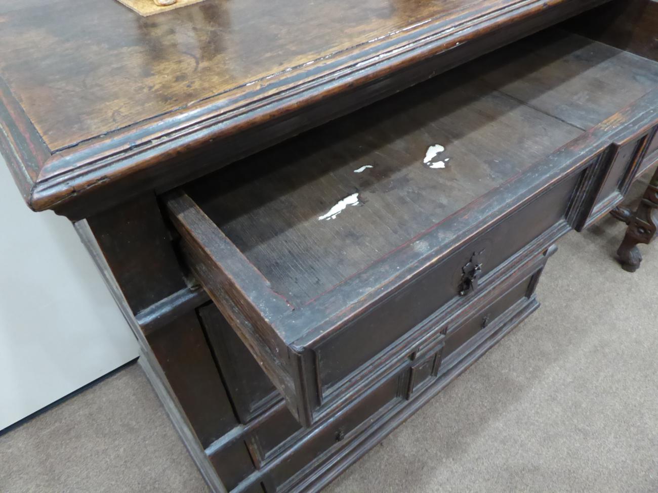 A Late 17th Century Joined Oak Straight Front Chest of Drawers, with four moulded fronted long - Image 3 of 6