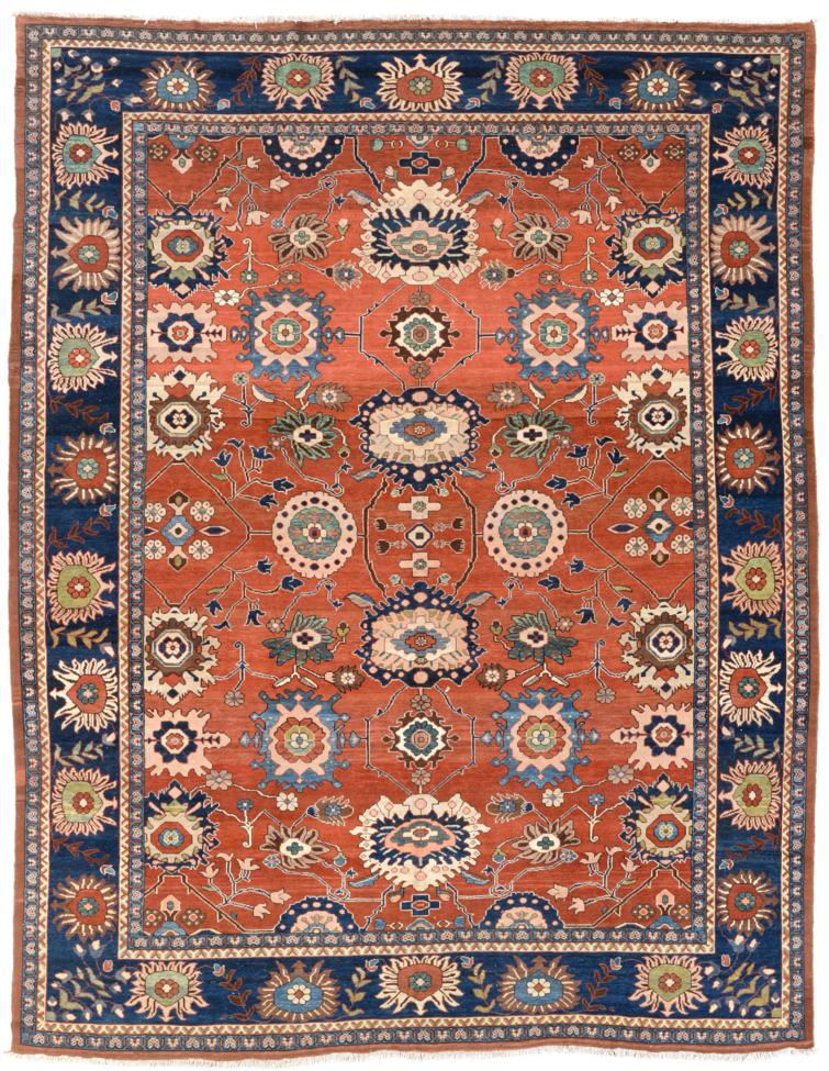 Mahal Carpet West Iran The terracotta field with an allover lattice design of large flowerheads