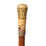 An Early 18th Century Gentleman's ''Dandy Stick'', circa 1700, the ivory mushroom knop with pique