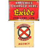 A Redex Service Agency Single-Sided Enamel Advertising Sign, with four metal drill holes, 30cm by