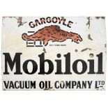 A ''Gargoyle'' Mobiloil Vacuum Oil Company Ltd Enamel Single-Sided Advertising Sign, with four drill