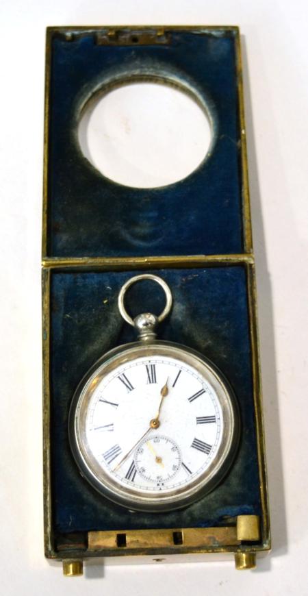 A 19th Century Brass Cased Car Dashboard Clockcase, the hinged lid stamped ''Late Russell's Patent