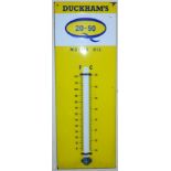 A Duckhams 20-50 Motor Oil Single-Sided Enamel Advertising Sign, with painted thermometer gauge,
