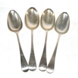 Set of four George III silver table spoons