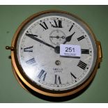 Smiths Empire brass-cased bulkhead ship's clock