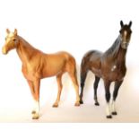 Beswick Large Racehorse, model No. 1564, palomino gloss and Large Hunter, Second Version, model