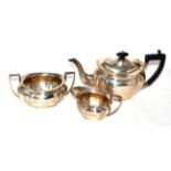 Silver three piece tea set, Sheffield