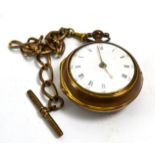A 19th century gilt metal pair cased verge pocket watch (a.f.)