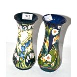 Two modern Moorcroft vases, 'Elfin Beck' and 'Combermere' pattern, each 21cm high (boxed) (2) Both