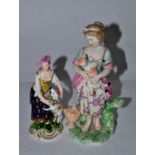 Derby porcelain figure a girl holding a lamb, circa 1770 and a similar later example (2)