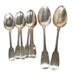 Set of six Victorian silver dessert spoons, marked for Dublin, together with a pair of Dublin silver