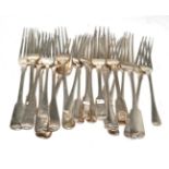 Quantity of various silver forks including London, Dublin and other assay offices, 19th century