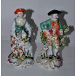 Pair of 19th century Derby figures of a shepherd and shepherdess (a.f.)