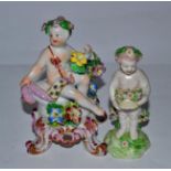 A 19th century Derby figure of a putti, together with Bow example