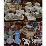 Four trays of decorative 20th century ceramics including Wedgwood jasper ware, Masons wares, Royal