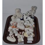 Quantity of 19th century Staffordshire models of dogs