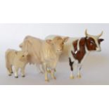 Beswick Charolais Cow, model No. 3075A and Charolais Calf, model No. 1827B, both cream gloss;