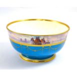 A Minton punch bowl painted with a seascape border, signed J E Dean