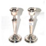 A pair of Georgian style silver candlesticks, Sheffield, 1972, 21.5cm in height (2)