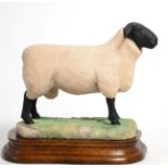 Border Fine Arts 'Suffolk Ram', model No. L40 by Ray Ayres, limited edition 1143/1250, on wood base