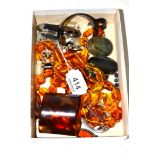 Hardstone pendants and brooches, tortoiseshell jewellery and earrings