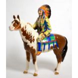 Beswick Mounted Indian, model No. 1391, Skewbald glossFiring flaw ? to tip of left ear (something