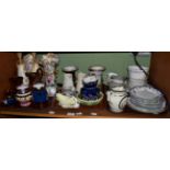 Quantity of 19th century ceramics including Doulton vases, Ironstone desk standish, copper lustre