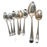 A small group of bright cut silver spoons, various dates and makers