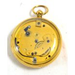 An 18ct gold open faced pocket watch