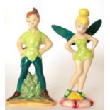 Beswick 'Peter Pan', model No. 1307 and 'Tinker Bell', model No. 1312, both with Beswick oval gold