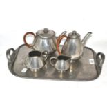 A Liberty & Co Tudric pewter twin-handled tray, stamped 9 MADE IN ENGLAND TUDRIC PEWTER 043 19 INCH,