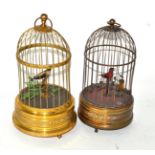 Two 20th century bird cage automatons with singing birds