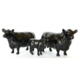 Beswick Cattle Comprising: Aberdeen Angus Bull, model No. 1562, Aberdeen Angus Cow, model No. 1563