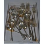 Assorted Old English pattern silver cutlery